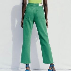 ZARA Z1975 Straight Cropped Jeans in Kelly Green